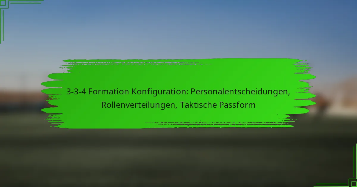 3-3-4 Formation Konfiguration: Personalentscheidungen, Rollenverteilungen, Taktische Passform
